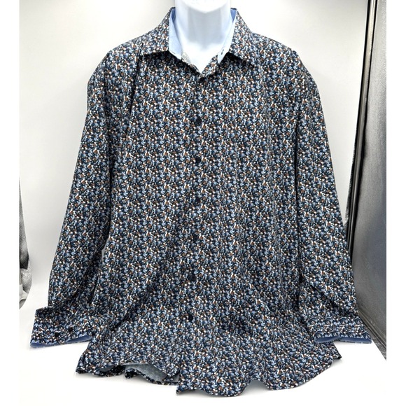 Shaquille O'Neal XLG Cooling Stretch Shirt Mens Sz XLG 18.5 34/35 Floral - Picture 2 of 8